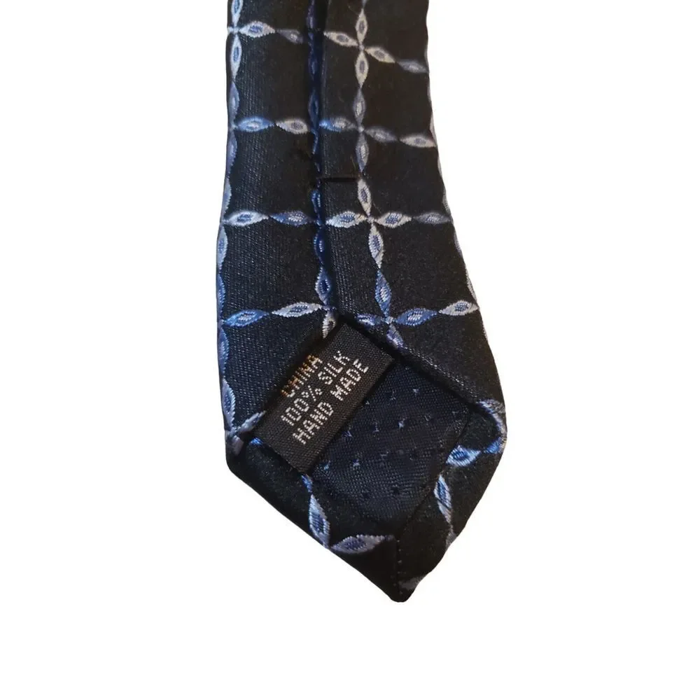 Umberto Frasi Men's Necktie Multitone Blue Geometric Cross Pattern Polyester‎